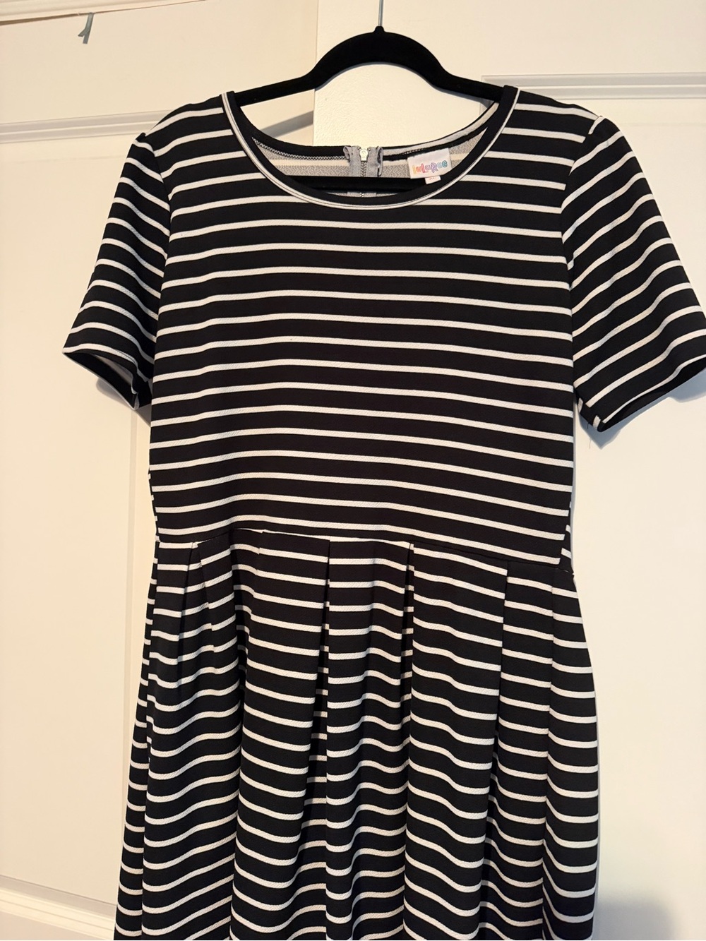 LulaRoe Classic Black and White Striped Fit-and-Flare Dress